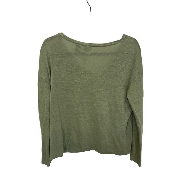 Tahari Linen Sage Green Coastal Casual Minimalist Prep Long Sleeve M Sustainable - Picture 3 of 3